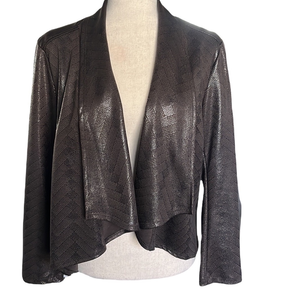 NWT I.N. Studio Dark Brown Long Sleeve Jacket with Sheen Size M